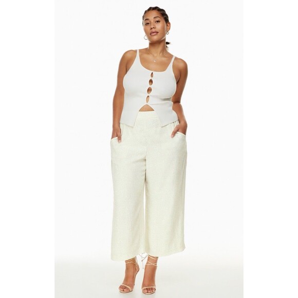 Aritzia Wilfred Faun High Waist Wide Leg Ankle Pants Arizona Yellow Small S - Picture 5 of 6